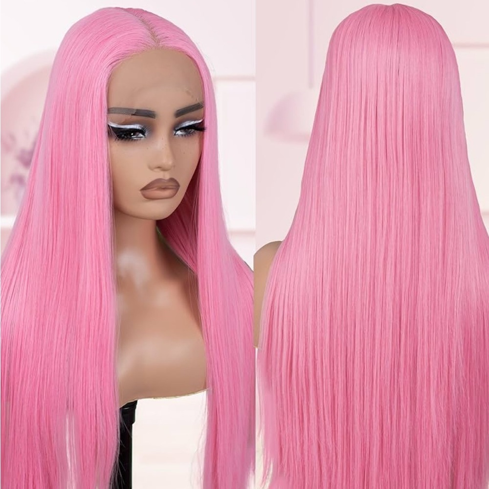 28” Pink T-Part Lace Front Wig NEW